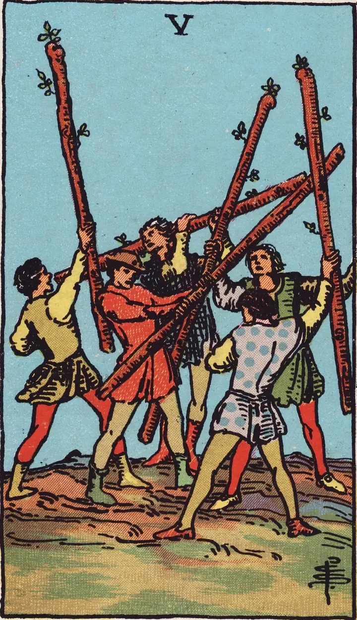 权杖五 Five of Wands